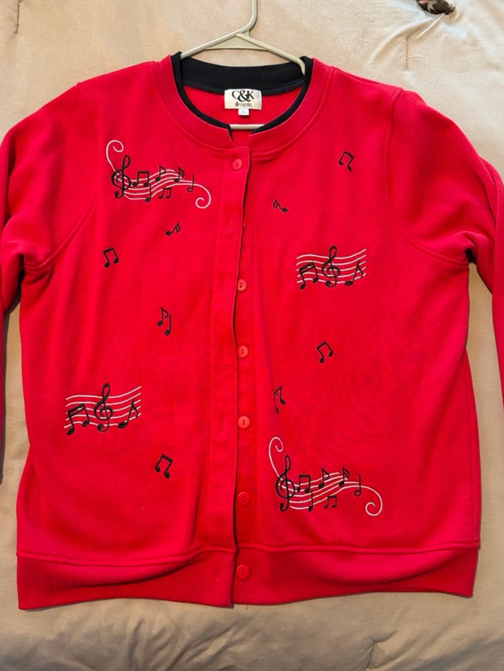 C&K designs Vintage 1990s red fleece cardigan